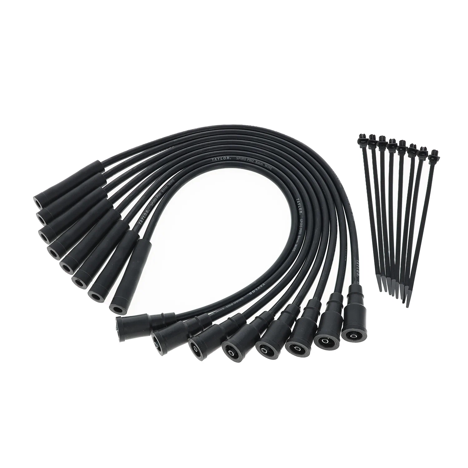 Spark Plug Wire Set Universal 8mm Silicone Spiro Pro 350 ohm_ft Black 72094